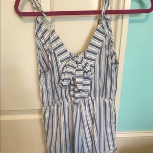 blue and white romper from boutique